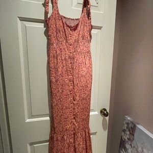 Flawless J. Crew Floral button front ruffle hem midi dress